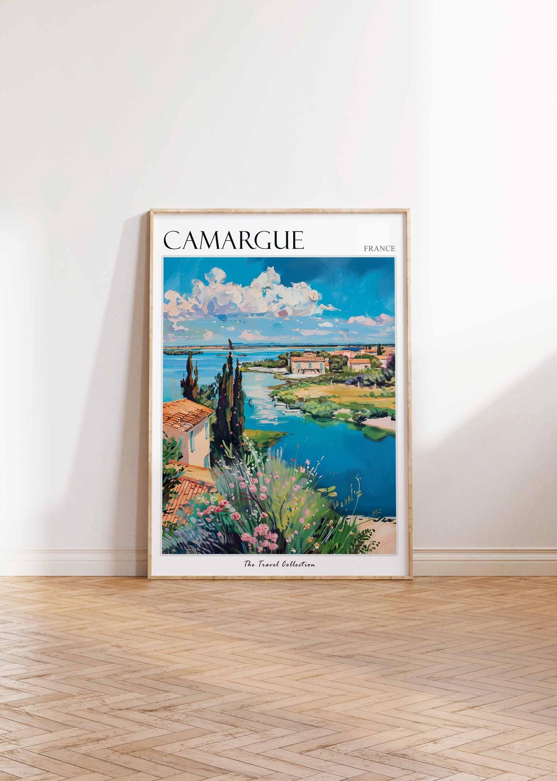 Camargue France Blue Lagoon Cypress Trees Dramatic Clouds Poster - Image 2