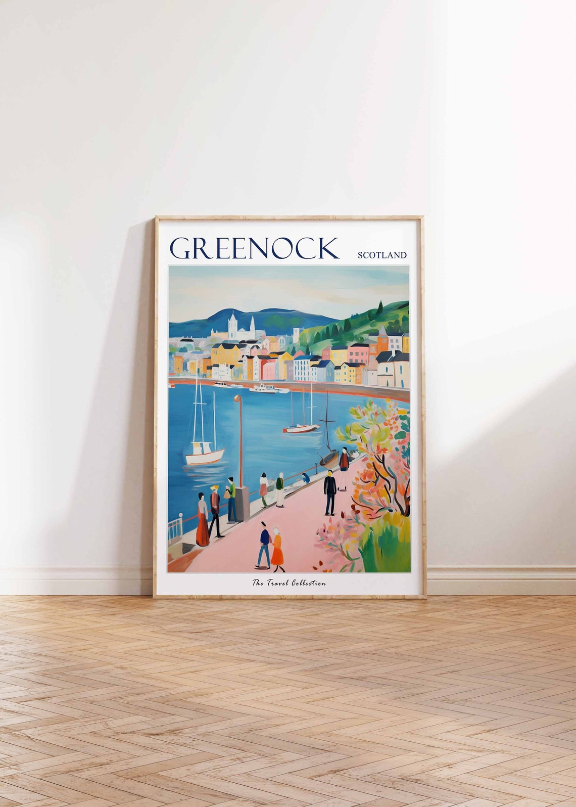 Greenock Scotland Esplanade Sailing Harbour Strollers Art Poster - Image 2