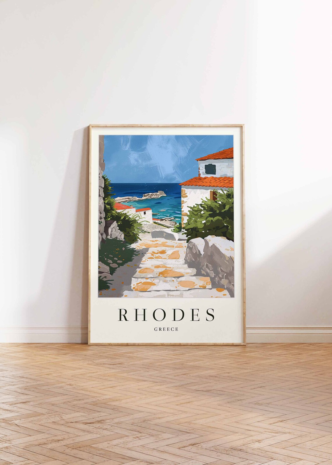 Rhodes Poster Rhodes Travel Print Greece Wall Art Greek Decor Tropical Decor Sea Print Rhodes Gift Rhodes Travel Poster - Image 2