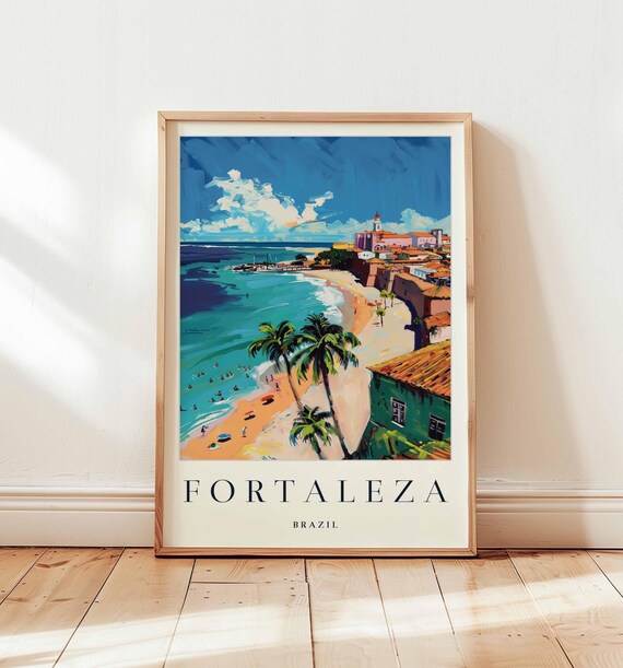 Fortaleza Brazil Beach Town Palms Golden Sand Bold Soft Poster