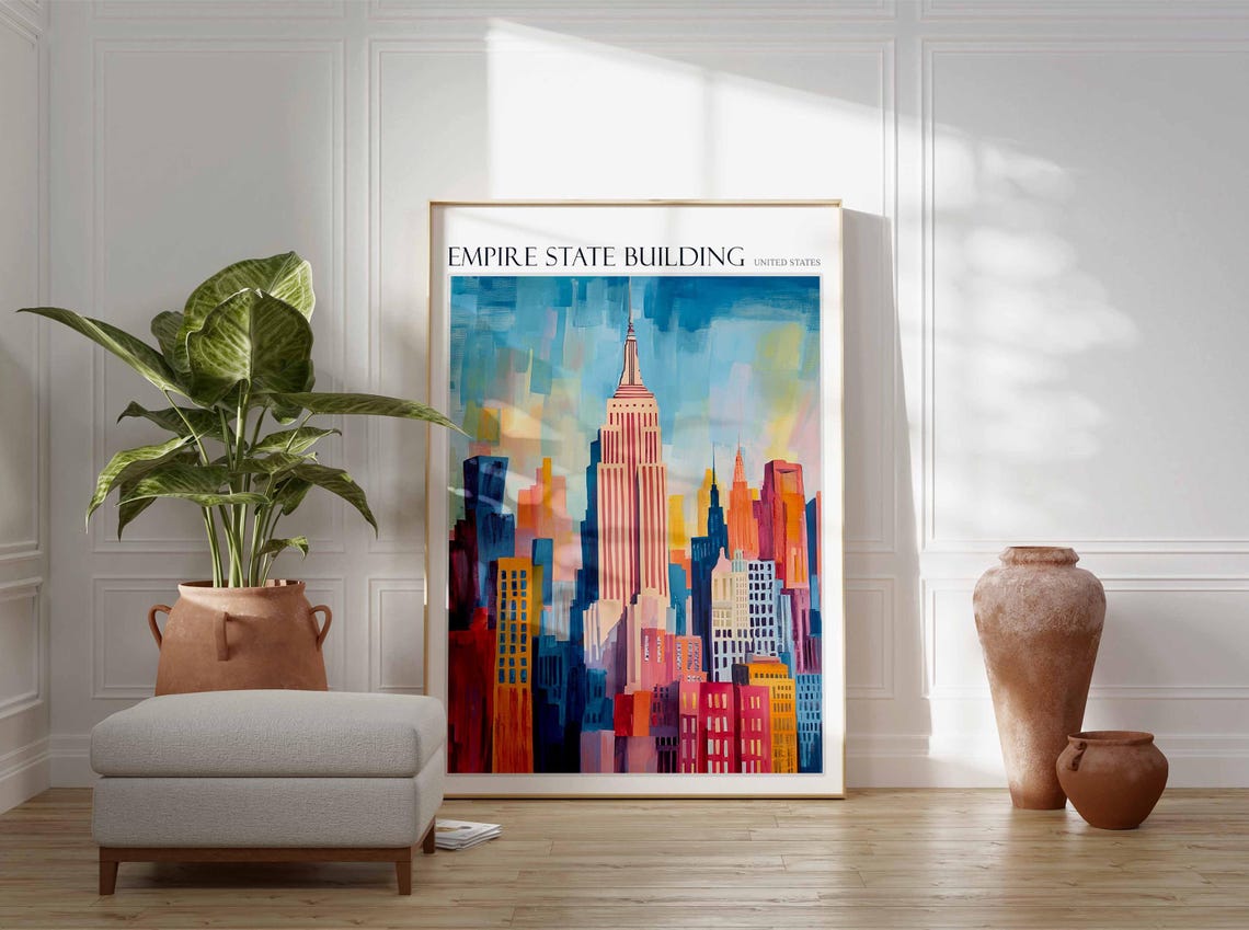 Empire State Building Manhattan Skyscraper Flat Graphic Art Poster - Image 2