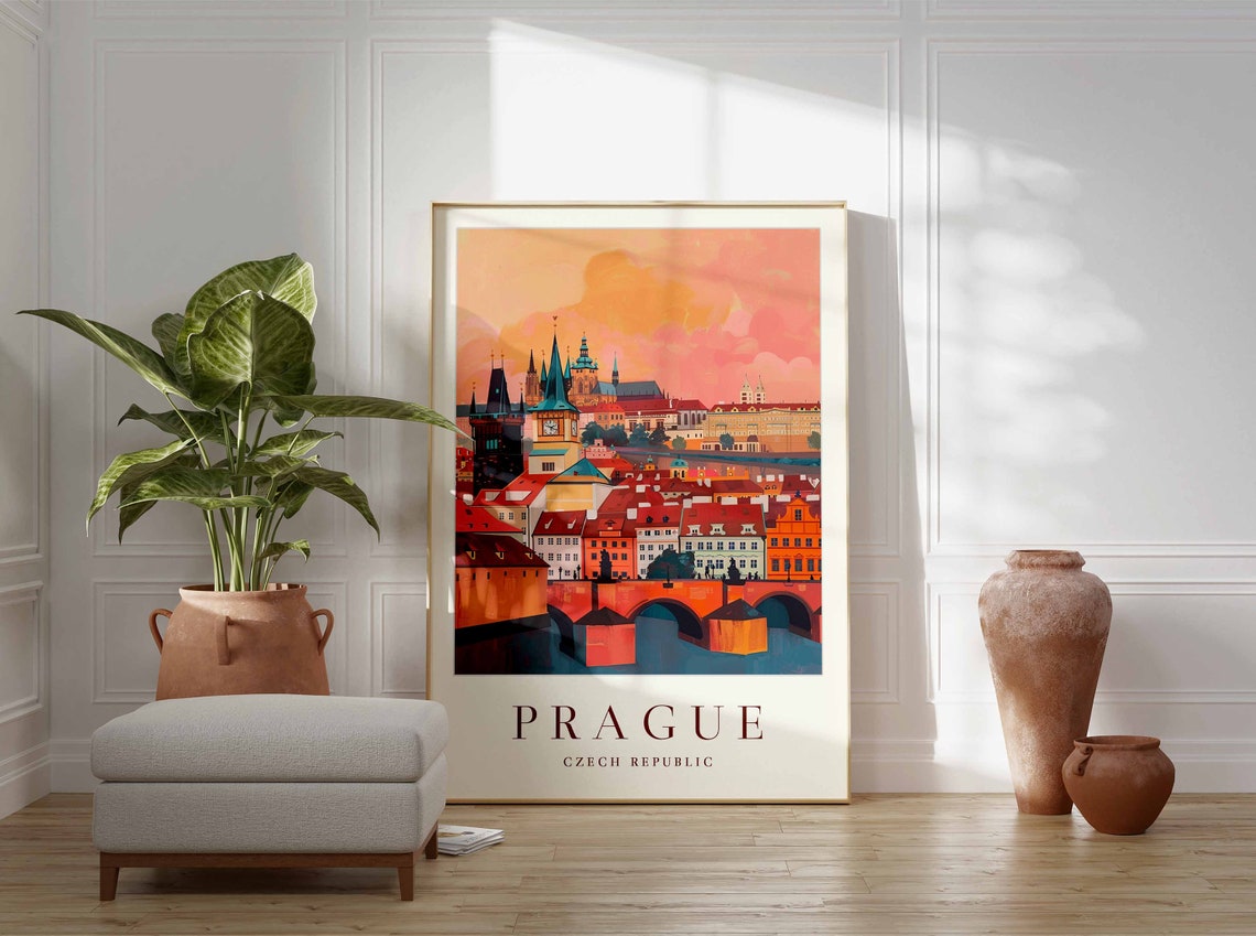 Prague Poster Prague Travel Print Czech Republic Wall Art Europe Travel Print European Decor City Print Prague Travel Poster - Image 3