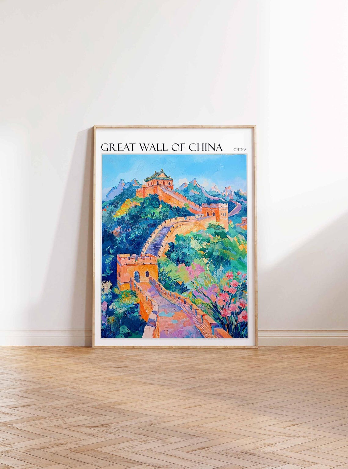 Great Wall Of China Poster Great Wall Of China Travel Print Chinese Decor Asia Travel Poster Asian Wall Art Botanical Decor China Gift - Image 3