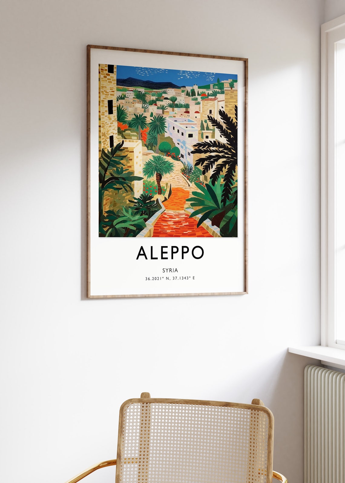 Aleppo Syria Palm Trees Terracotta Old City Bold Art Scene Poster - Image 3