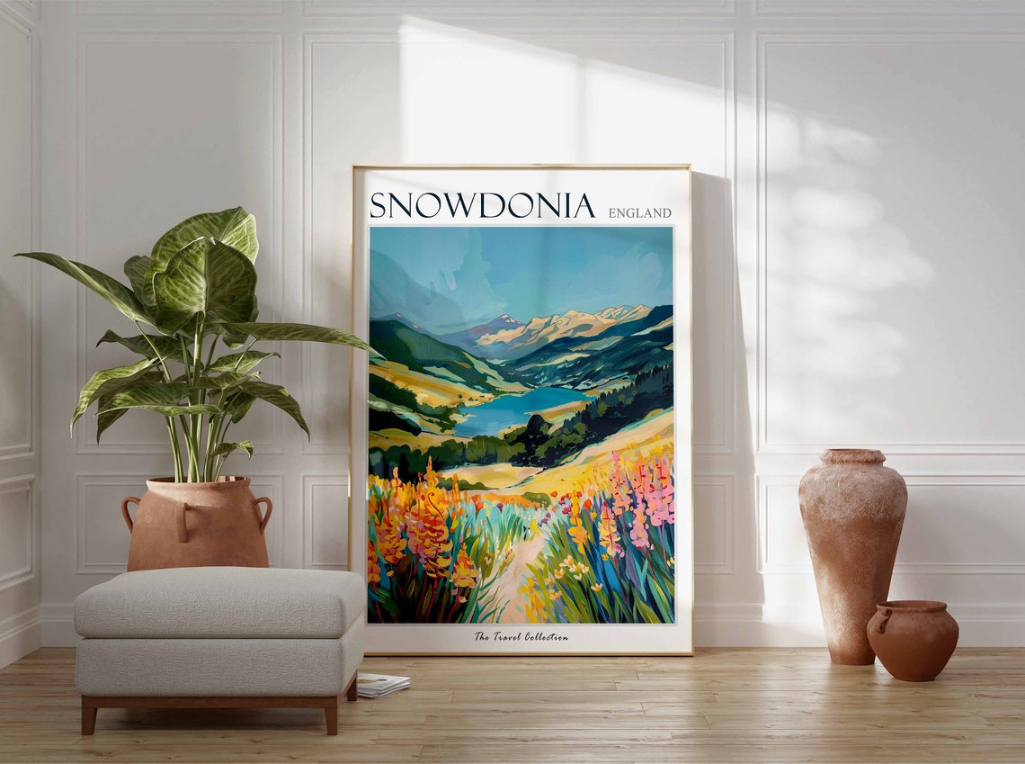 Snowdonia Poster Snowdonia Travel Print Wales Travel Poster Welsh Decor British Travel Art Countryside Print Snowdonia Art - Image 2