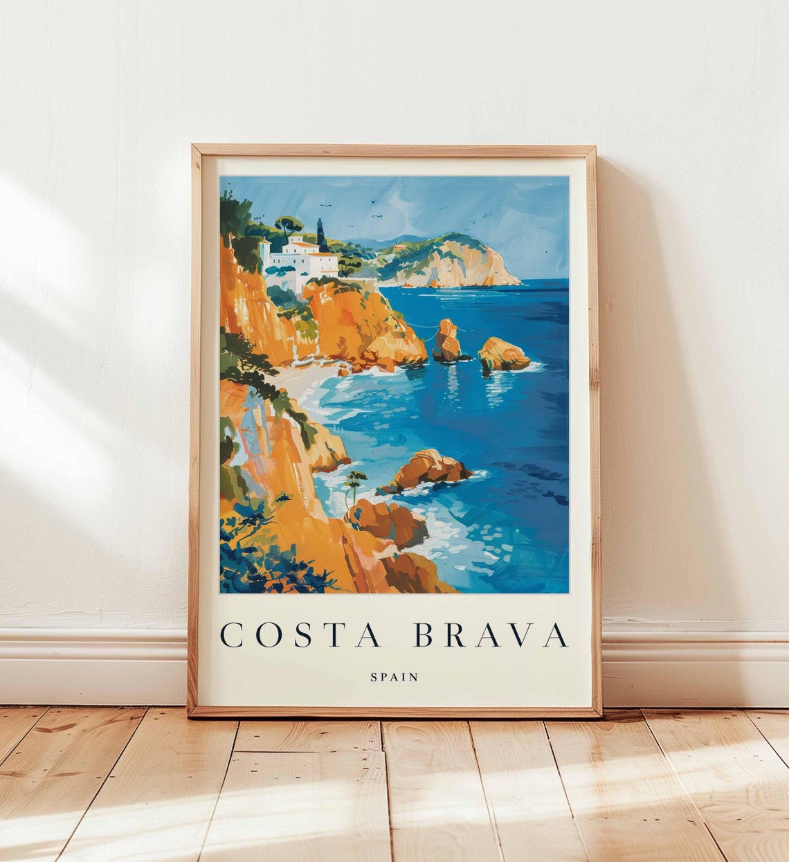 Costa Brava Spain Rocky Cliffs Mediterranean Coastline Travel Poster