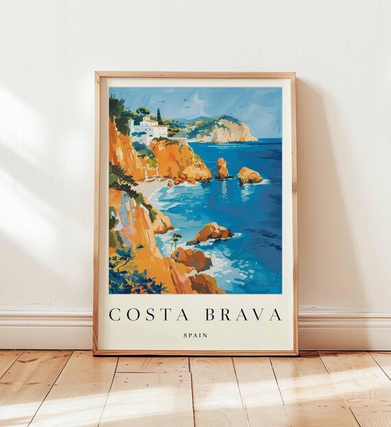 Costa Brava Spain Rocky Cliffs Mediterranean Coastline Travel Poster
