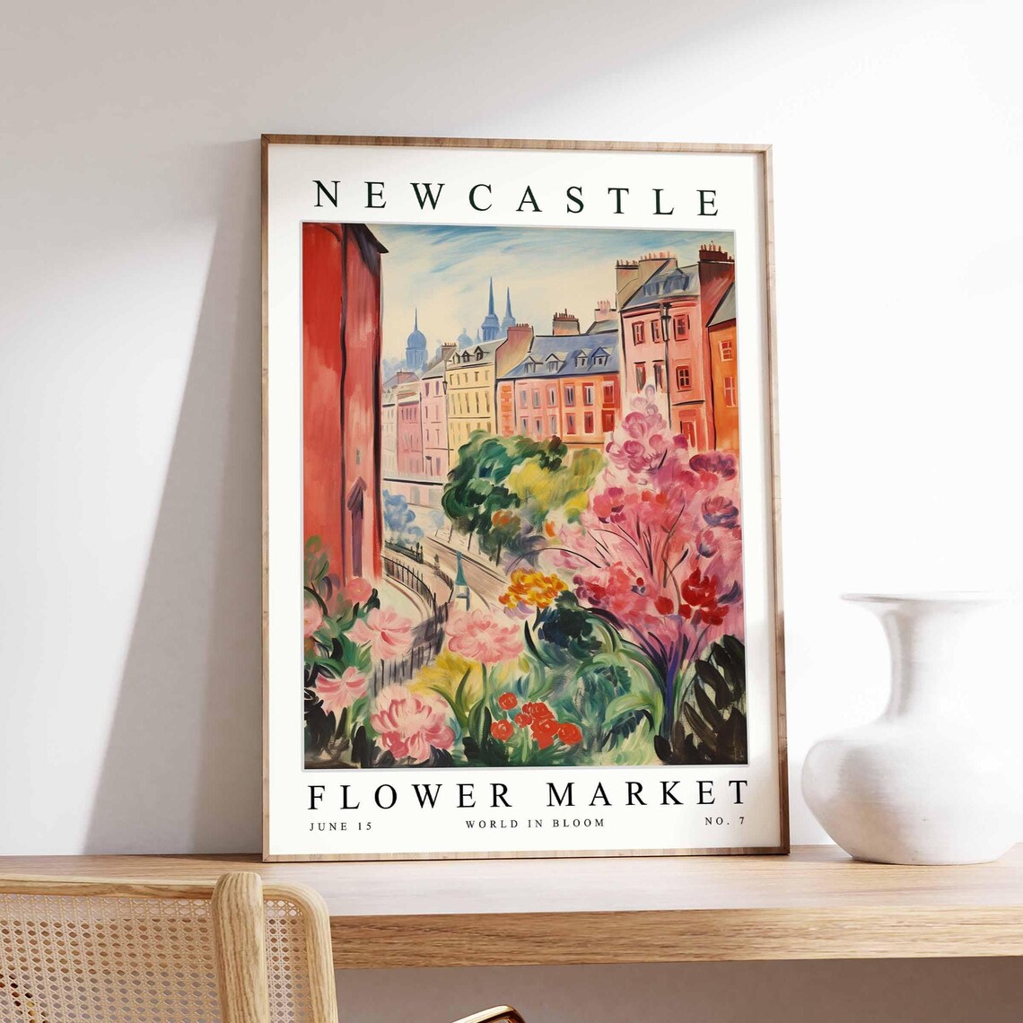 Newcastle Flower Market Blossom View City Spires Alley Poster