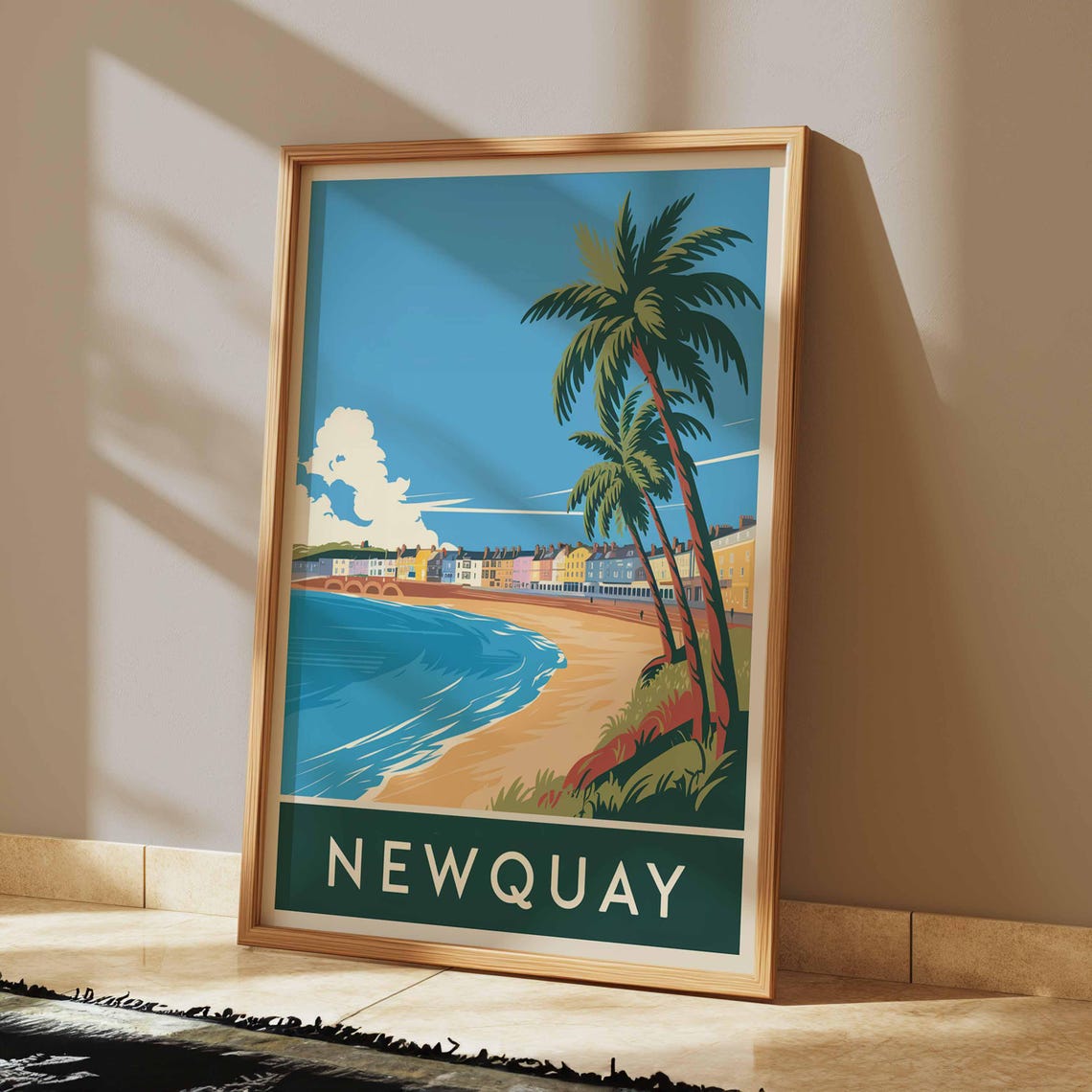 Newquay Print Coastal Travel Poster Cornwall Travel Print Coastal Wall Art Seaside Art Coastal Gift Uk Coast Art Uk Travel Poster - Image 2