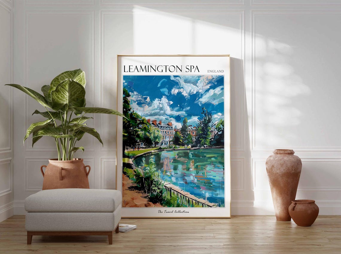 Leamington Spa England Park Lake with Grand Building View Poster - Image 2