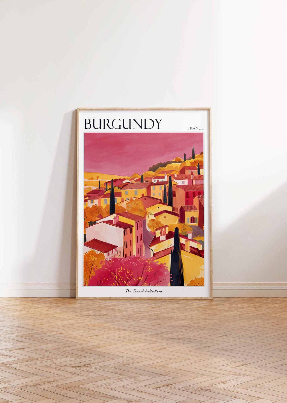 Burgundy Poster France Travel Print French Decor Europe Travel Poster European Wall Art Burgundy Gift Burgundy Travel Poster - Image 2