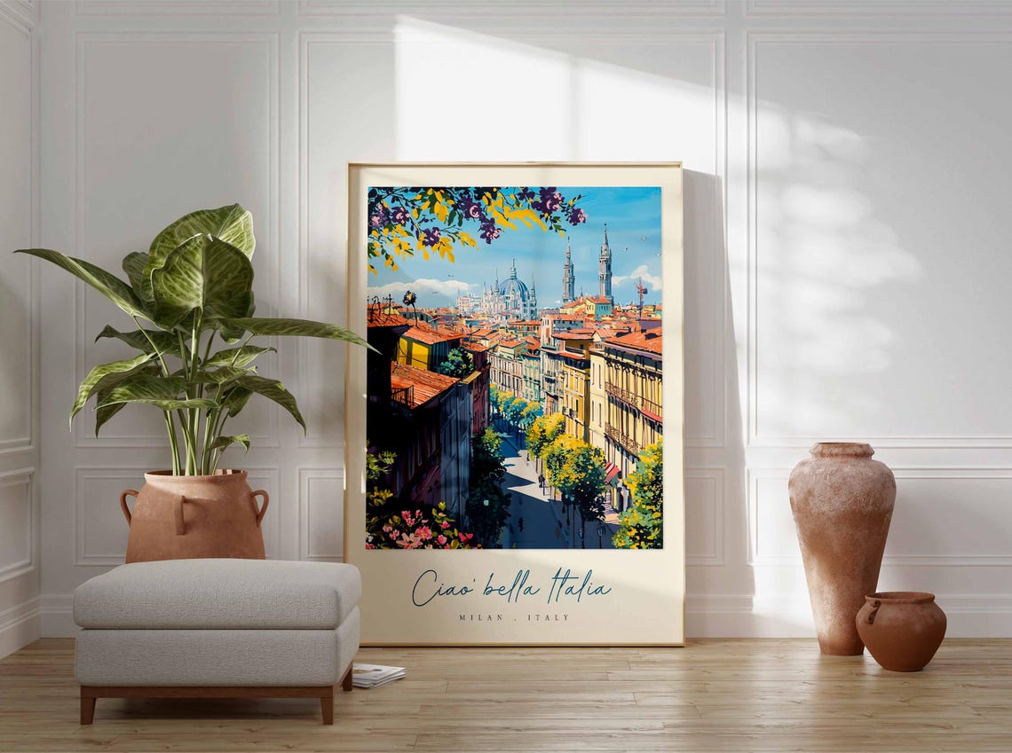 Milan Poster Italian Travel Print Milan Travel Art Milan Wall Art Italy Art Italy Travel Decor Italian Travel Gift - Image 3