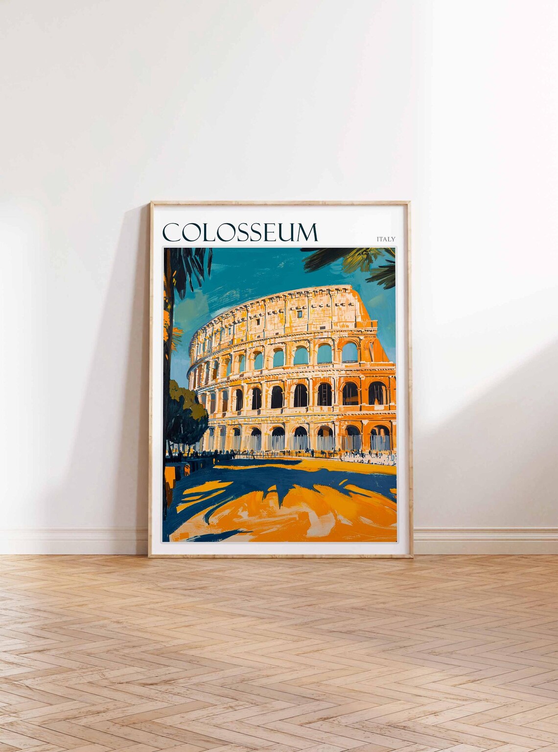 Colosseum Italy Travel Poster Golden Hour Blue Sky Orange Arch View - Image 3
