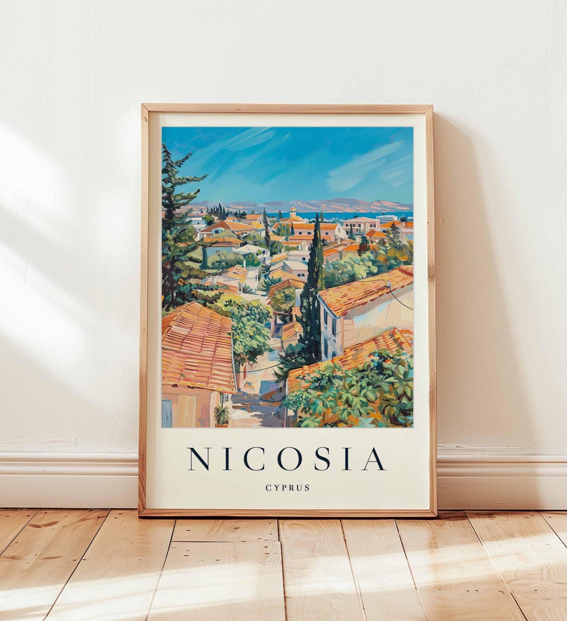 Nicosia Cyprus Terracotta Rooftops Cypress Trees Old Town Poster