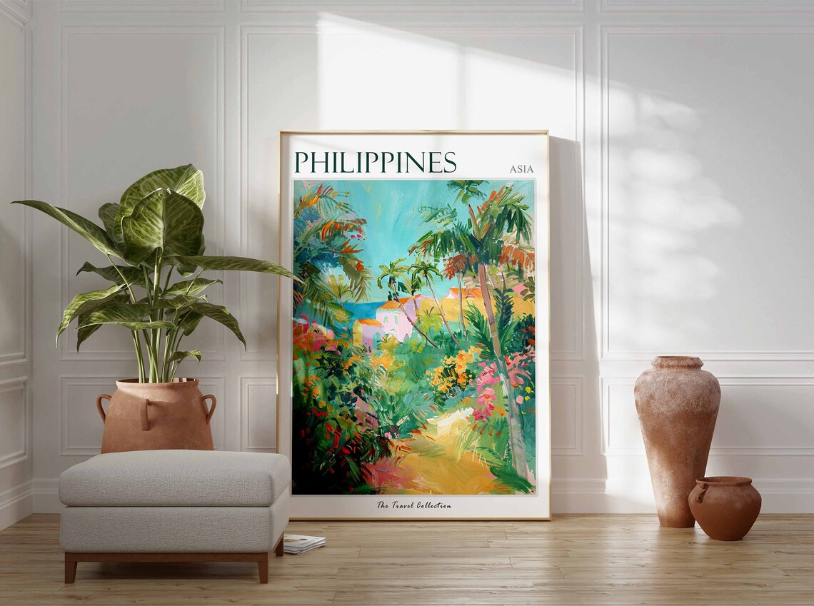 Philippines Asia Travel Poster Tropical Garden And Blooming Flowers - Image 2
