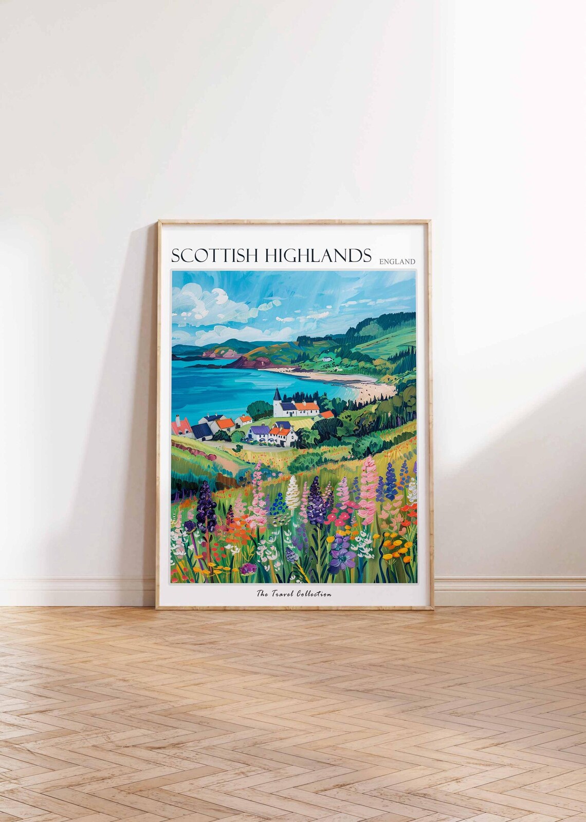 Scottish Highlands Coastal Village Church Wildflower Seaside Poster - Image 2