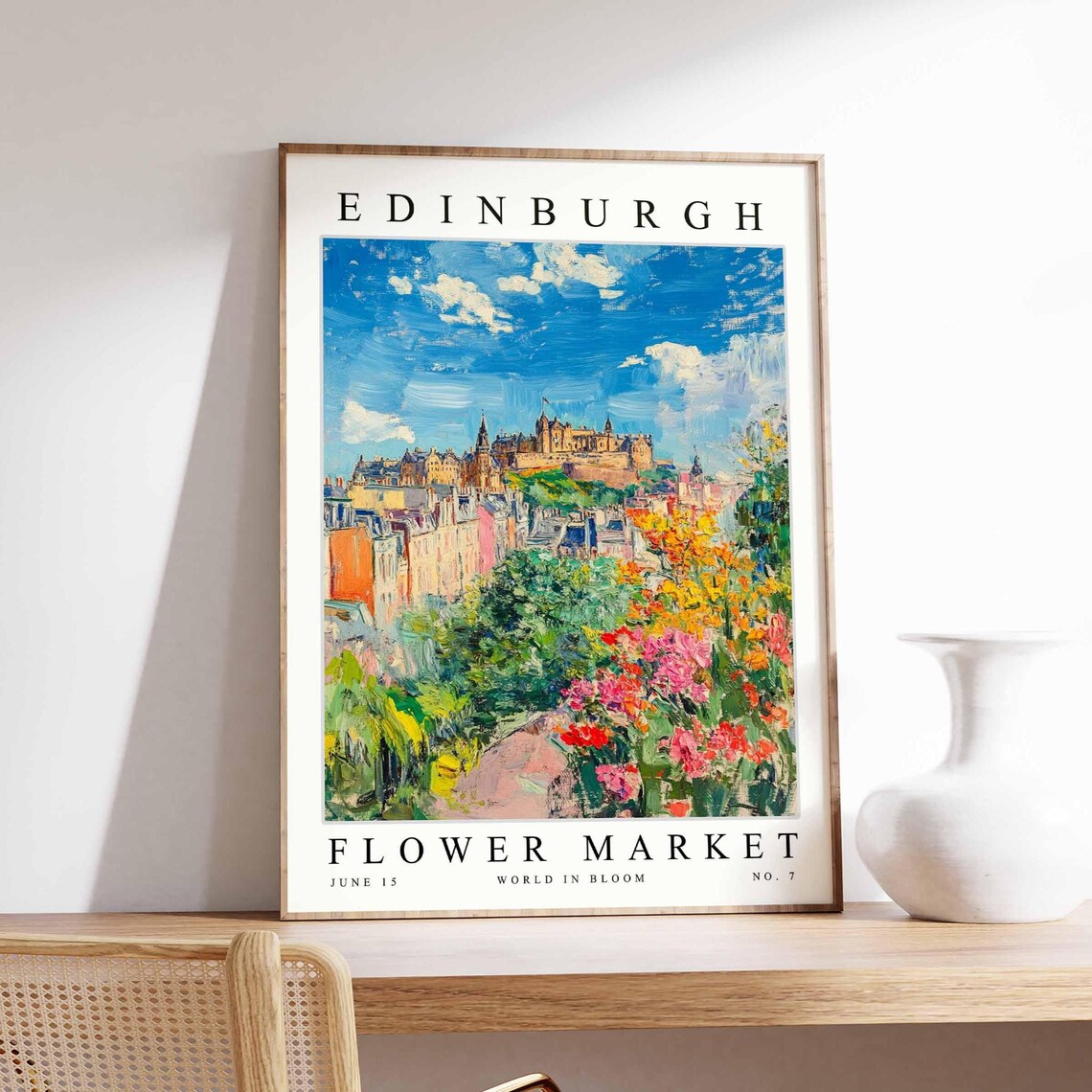 Edinburgh Flower Market Castle Hill Orange Poppy Wildflower Poster