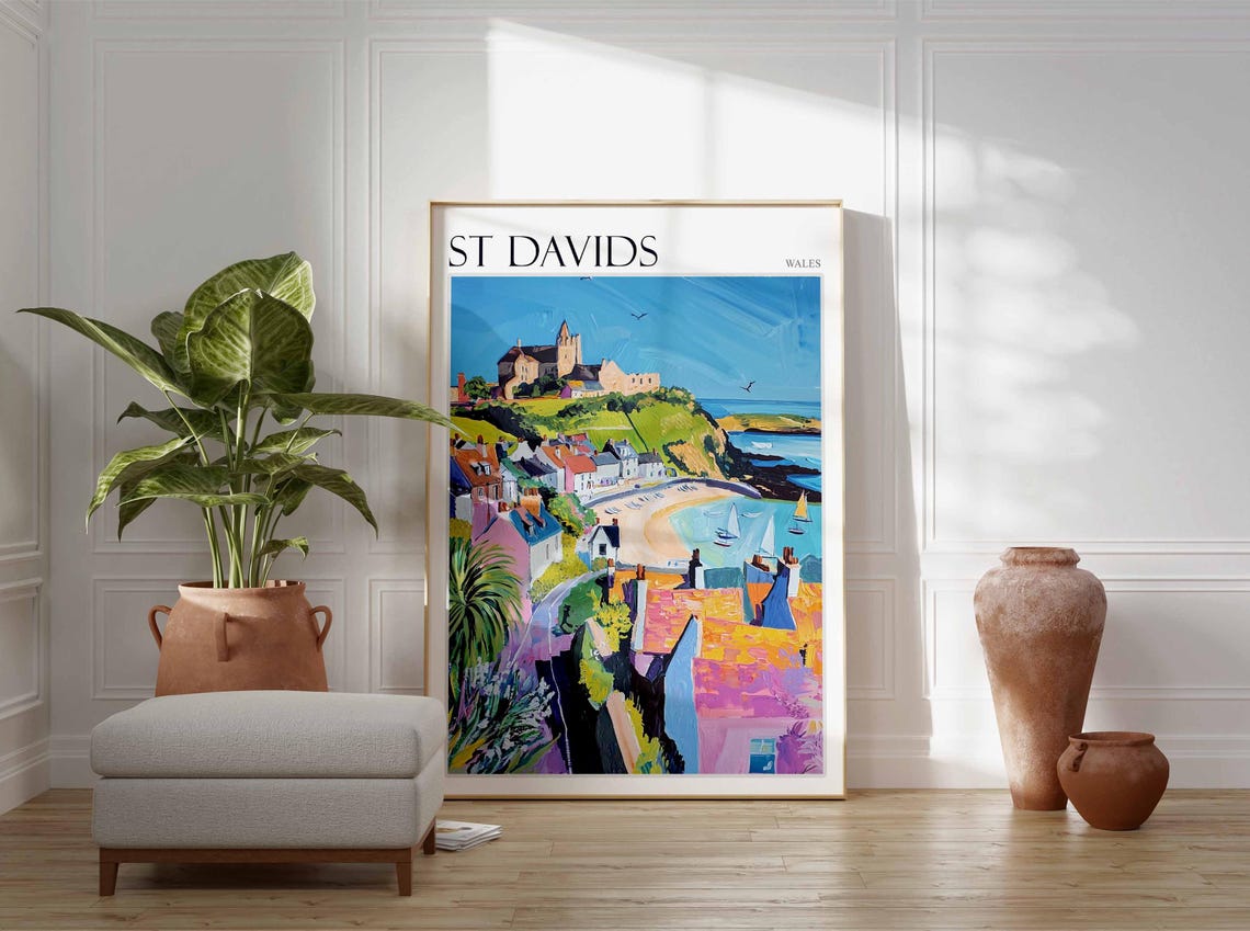 St Davids Poster Wales Poster Uk Travel Poster Coastal Wall Art Uk Home Decor St Davids Travel Print Wales Travel Print Wales Artwork - Image 2