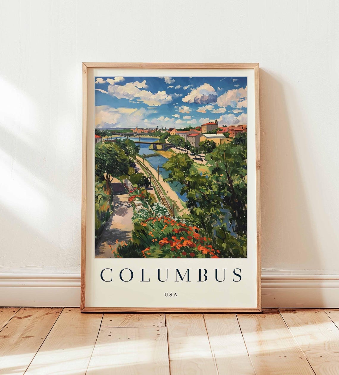 Columbus Ohio Skyline Print Vibrant Usa Travel Poster