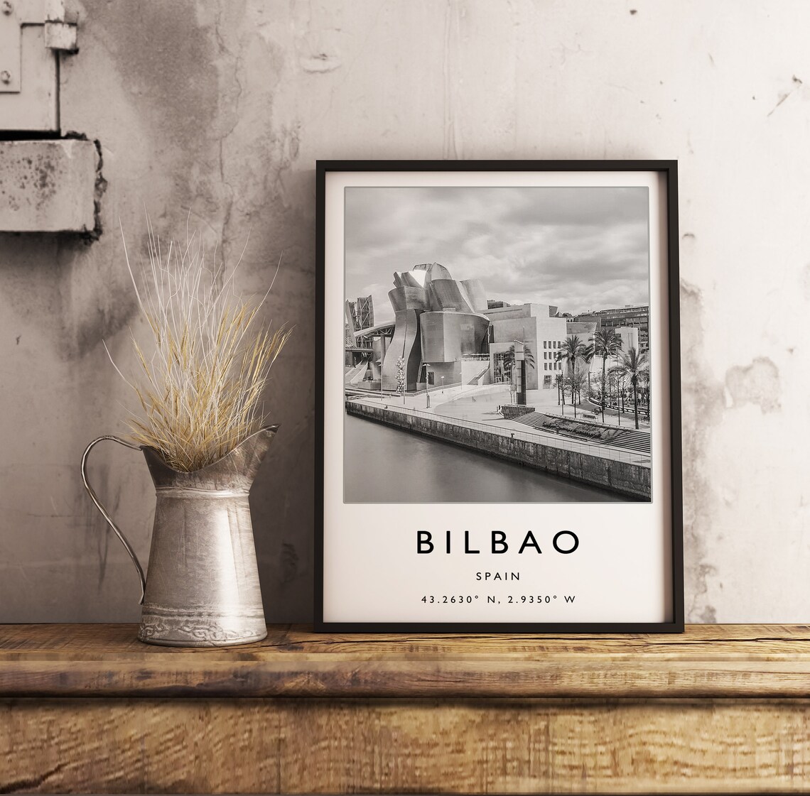 Bilbao Spain Guggenheim Museum Black White Architecture Photo Poster - Image 2