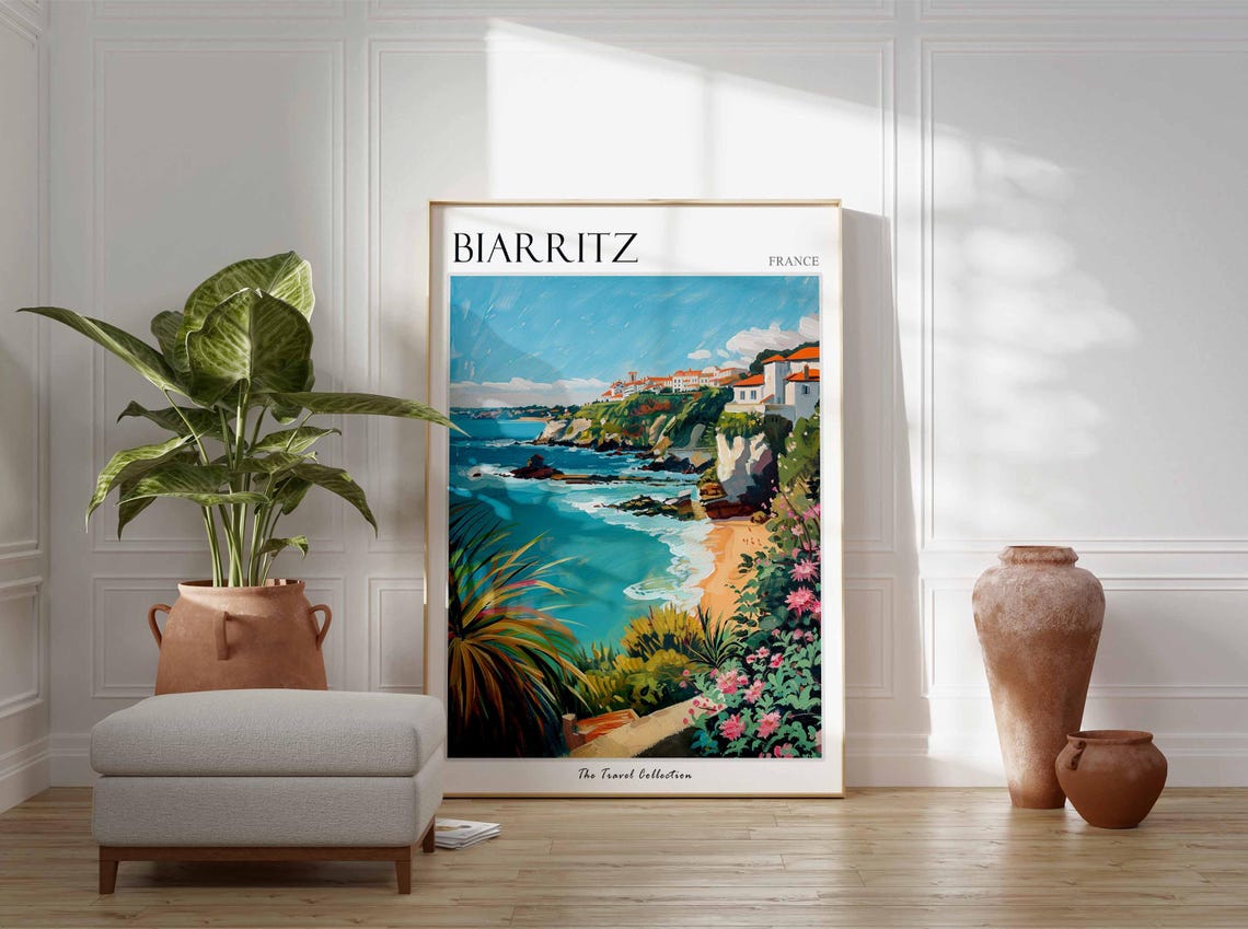 Biarritz Poster France Travel Print French Decor Europe Travel Poster European Wall Art Biarritz Gift Biarritz Travel Poster - Image 3