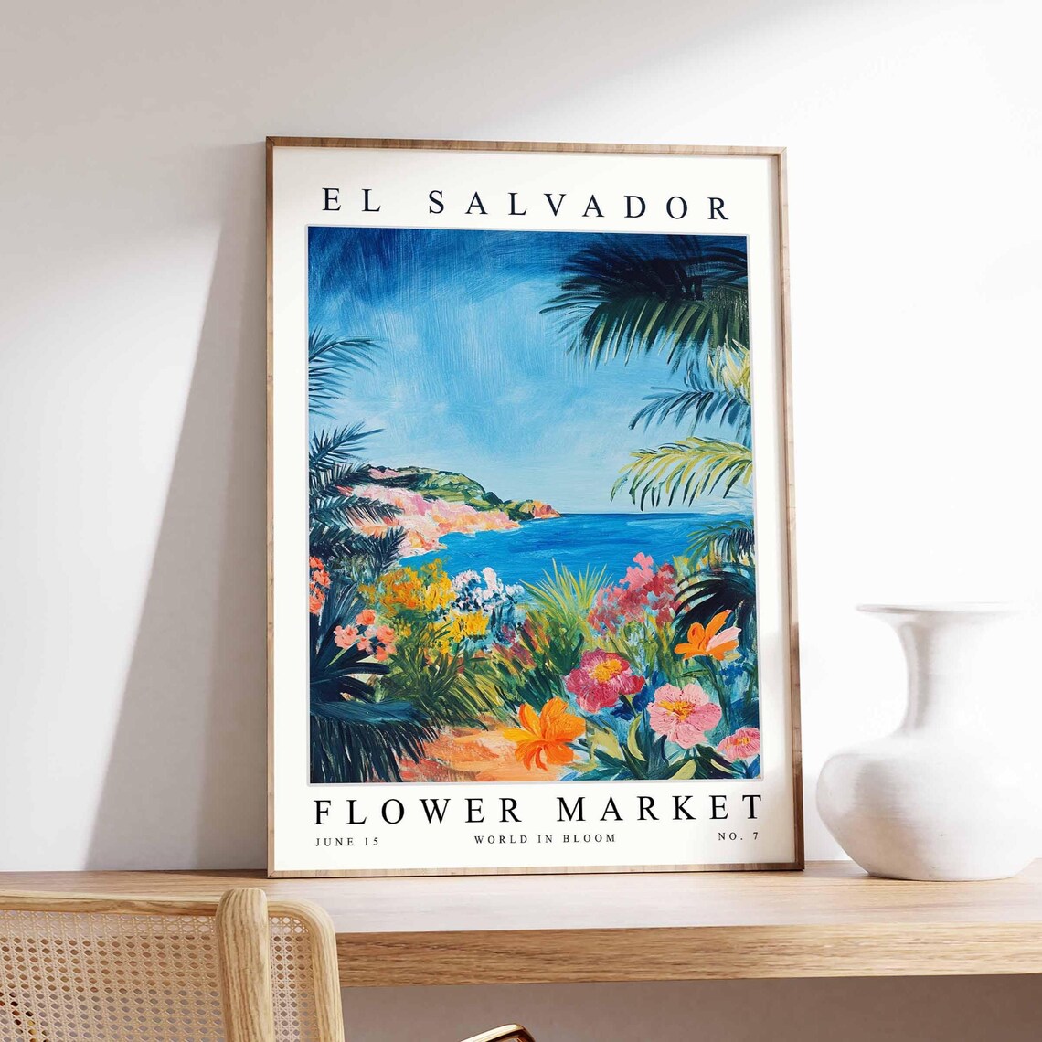El Salvador Flower Market Poster Print Salvadoran Floral Wall Art Decor Botanical Central America Travel