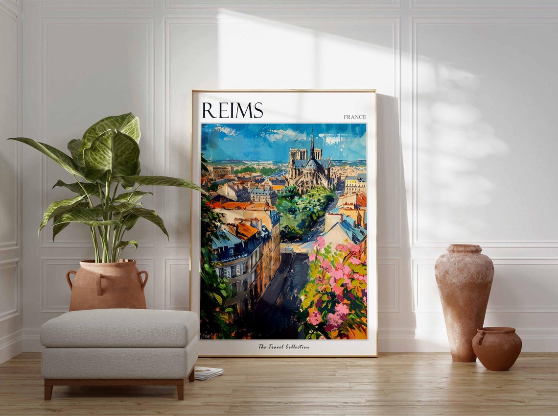 Reims Poster France Travel Print French Decor Europe Travel Poster European Wall Art City Print Reims Gift Reims Travel Poster - Image 2