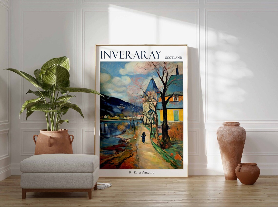Inveraray Poster Inveraray Travel Print Scotland Travel Poster Scottish Decor Tropical Decor Inveraray Gift Inveraray Travel Poster - Image 3