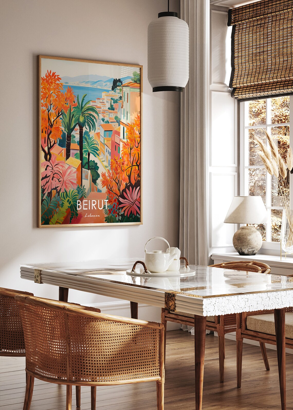 Beirut Lebanon Vibrant Coastal City Tropical Fauvist Travel Poster - Image 3