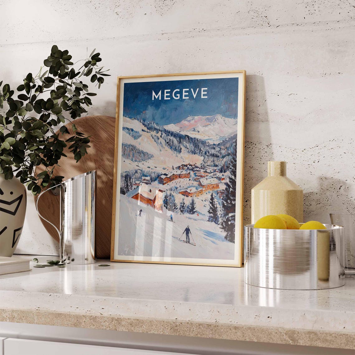 Skiing Travel Poster Megve Ski Print France Travel Print Skiing Art Skiing Print Winter Sport Art Ski Gift - Image 2