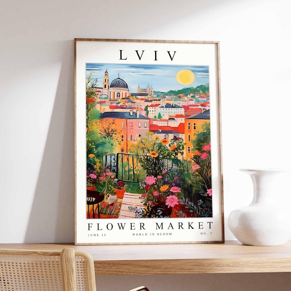 Lviv Flower Market Ukraine Botanical World In Bloom Floral Poster