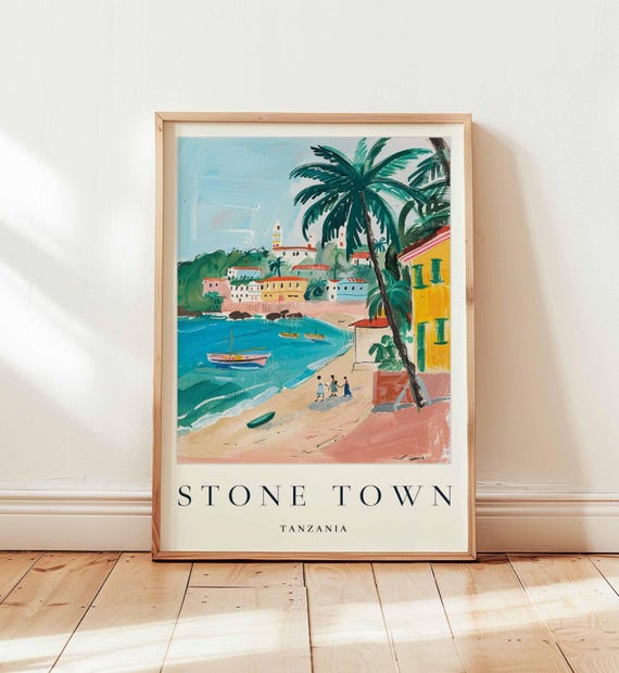 Stone Town Zanzibar Print Tanzania Travel Poster East Africa Wall Art