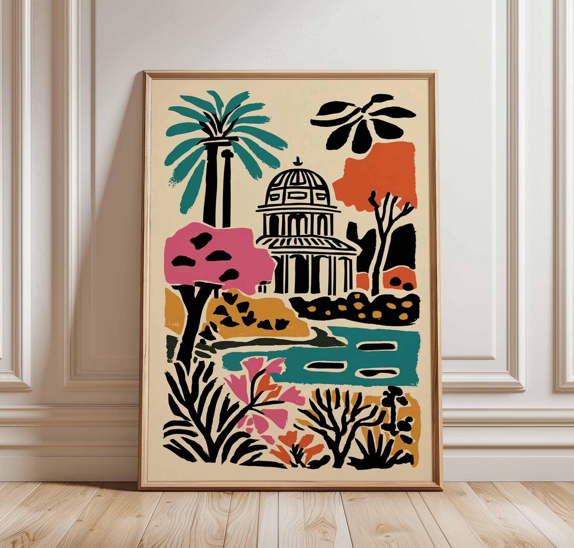 Regents Park London Pavilion Garden Abstract Tropical Art Poster