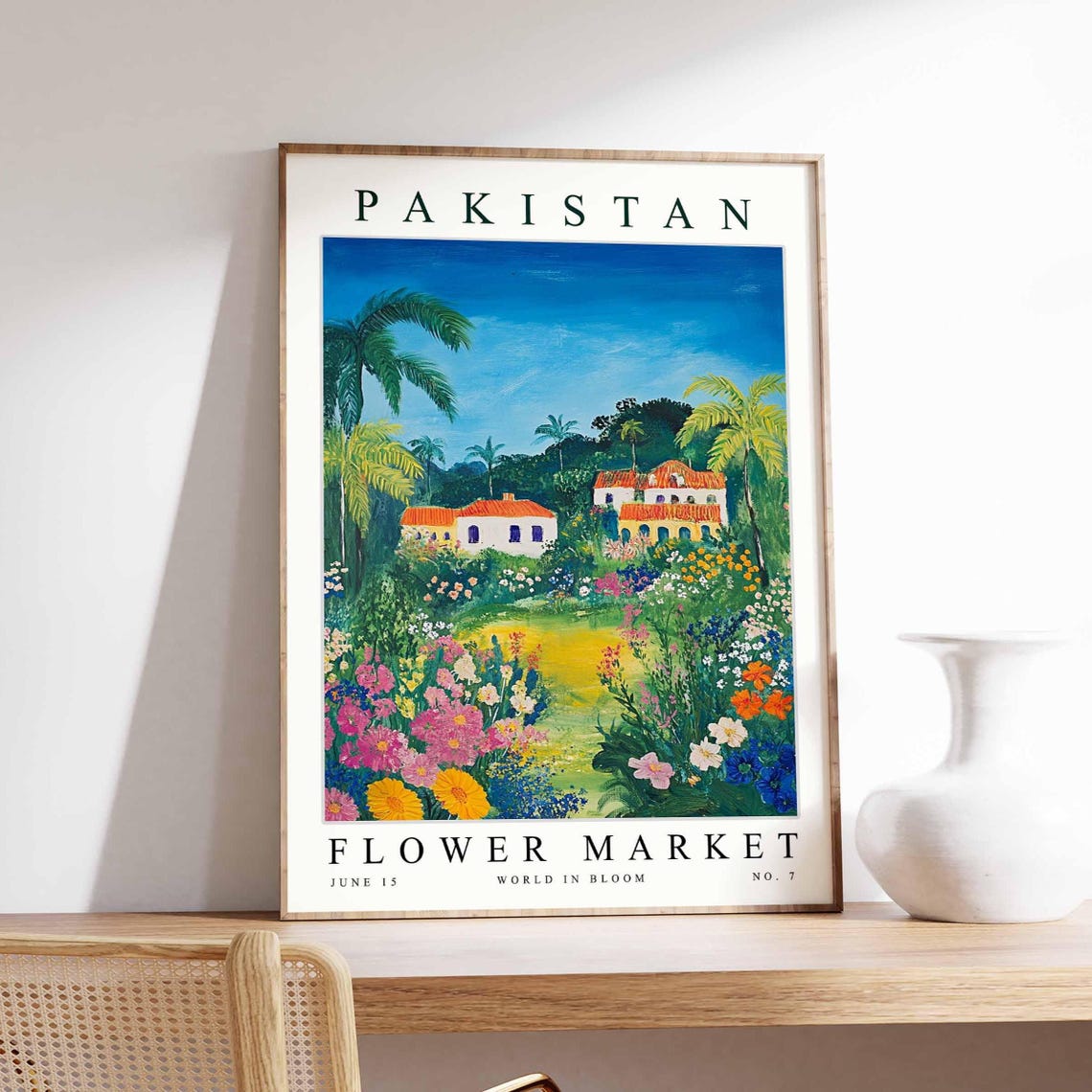 Pakistan Flower Market Poster Pakistanprint Pakistani Floral Wall Art Pakistanfloral Decor Botanical Asia Travel