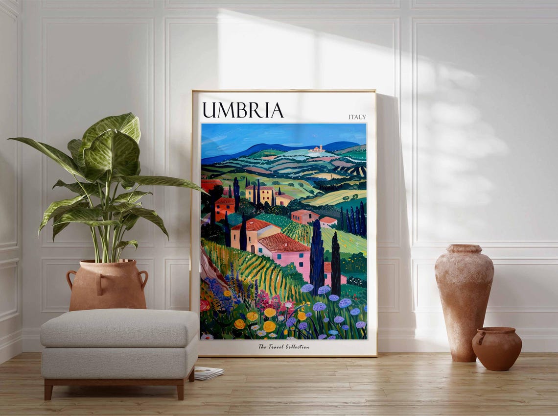 Umbria Poster Umbria Travel Print Italy Wall Art Italian Travel Print Italian Decor Italian Gift Umbria Wall Art - Image 2
