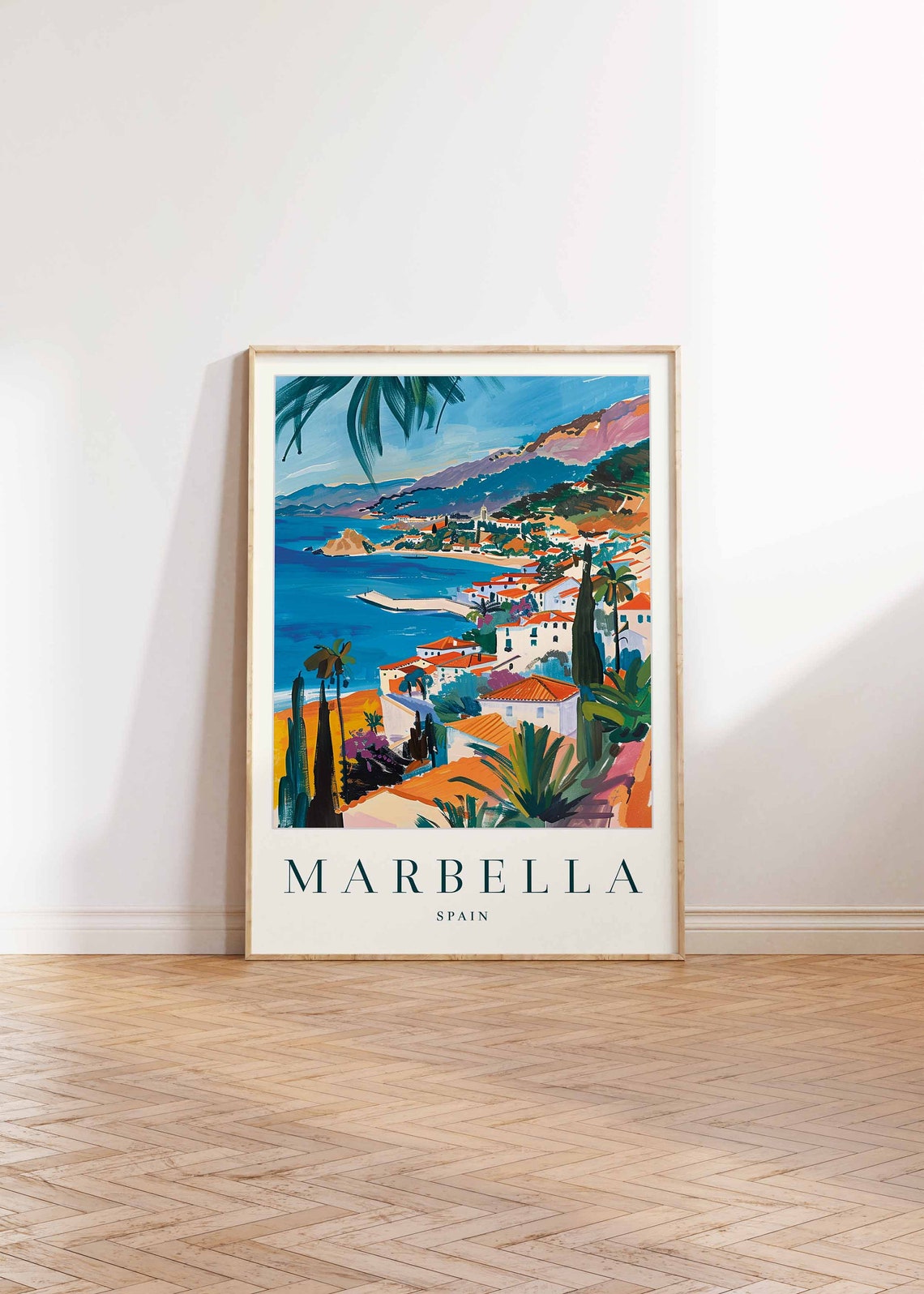 Marbella Spain Coastal Town Bay Mountains Palm Trees Travel Poster - Image 2