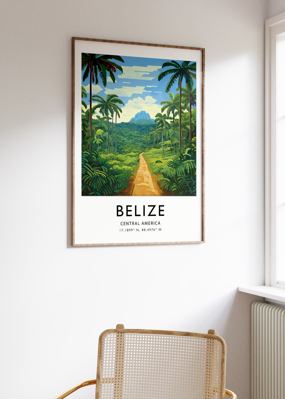 Belize Central America Jungle Path Palm Trees Mountain View Poster - Image 2