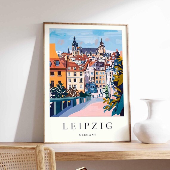 Leipzig Germany Old Town Bridge Pink Walkway Colorful Poster
