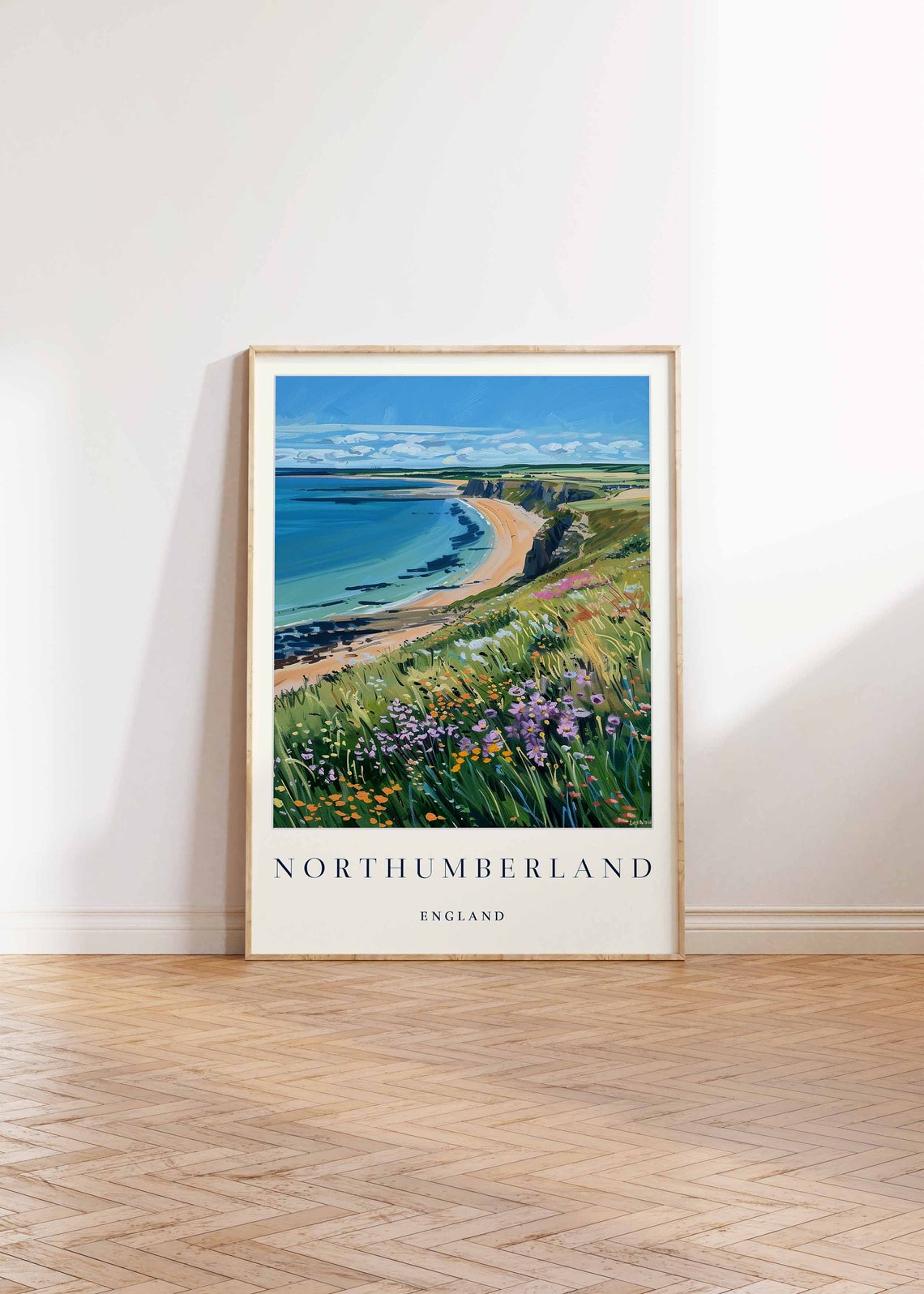 Northumberland England Coastal Cliffs Wildflower Beach Poster - Image 2