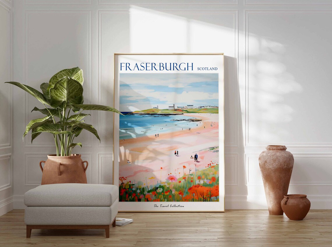 Fraserburgh Scotland Beach Wildflowers Travel Collection Poster - Image 2