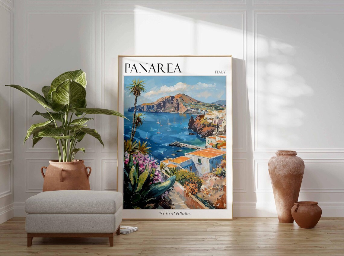 Panarea Italy Colorful Aeolian Island Harbor Painting Travel Poster - Image 2