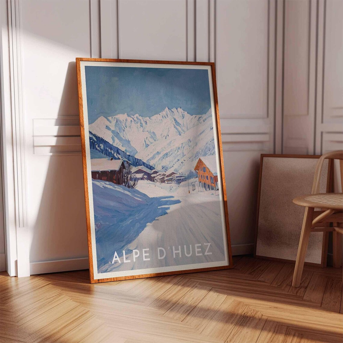 Skiing Travel Poster Alpe Dhuez Ski Print France Travel Print Skiing Art Skiing Print Winter Sport Art Ski Gift - Image 2