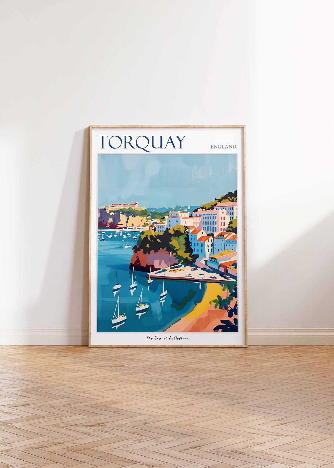 Torquay England Sailboat Bay Cliffs Marina Coastal Scene Poster - Image 2