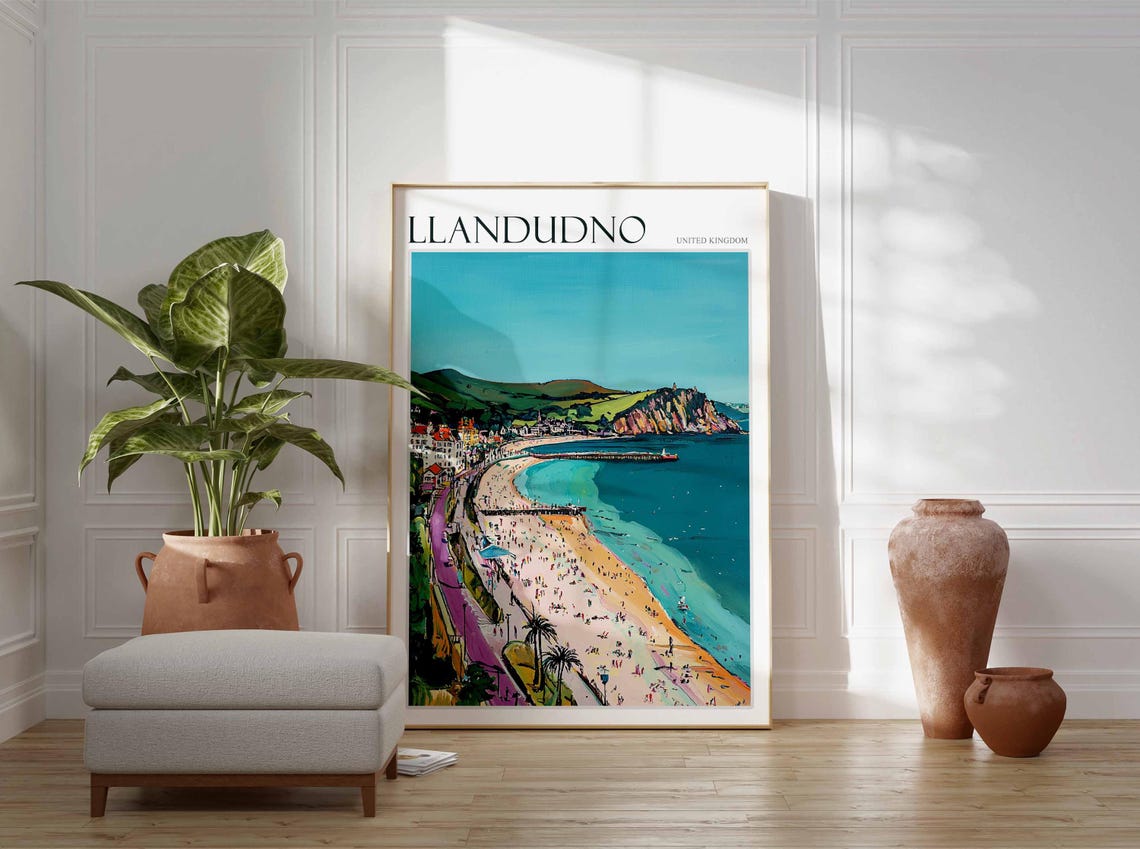 Llandudno Poster Wales Poster Uk Travel Print Coastal Wall Art British Decor Wales Travel Print Beach House Decor Llandudno Wales Art - Image 3