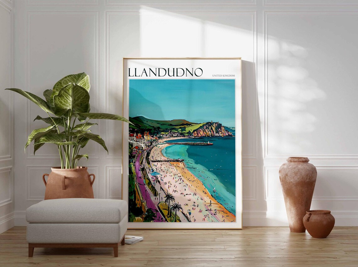 Llandudno United Kingdom Promenade Beach Panorama Travel Poster - Image 3