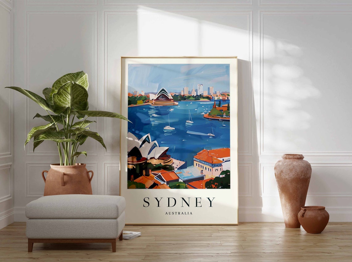 Sydney Australia Opera House And Harbour Sailboats Travel Poster - Image 3