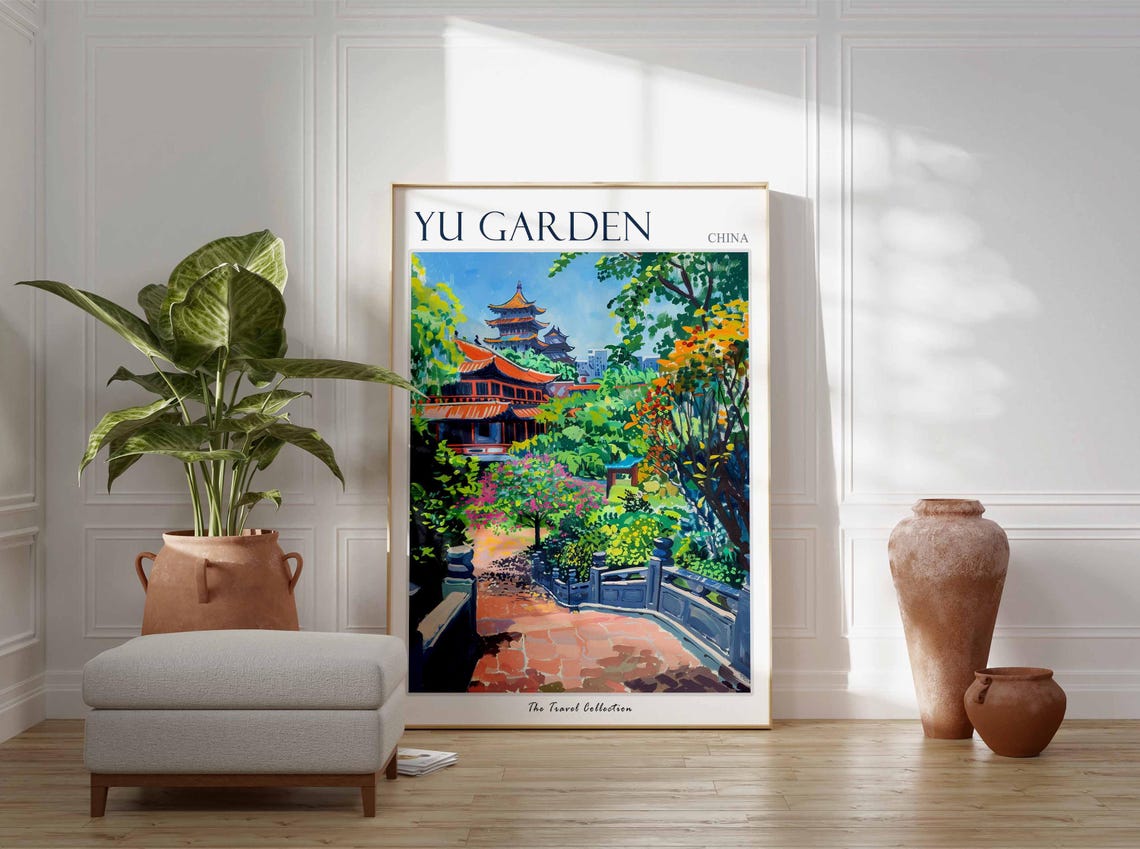 Yu Garden Poster China Travel Print Chinese Decor Asia Travel Poster Asian Wall Art Yu Garden Gift Yu Garden Travel Poster - Image 2