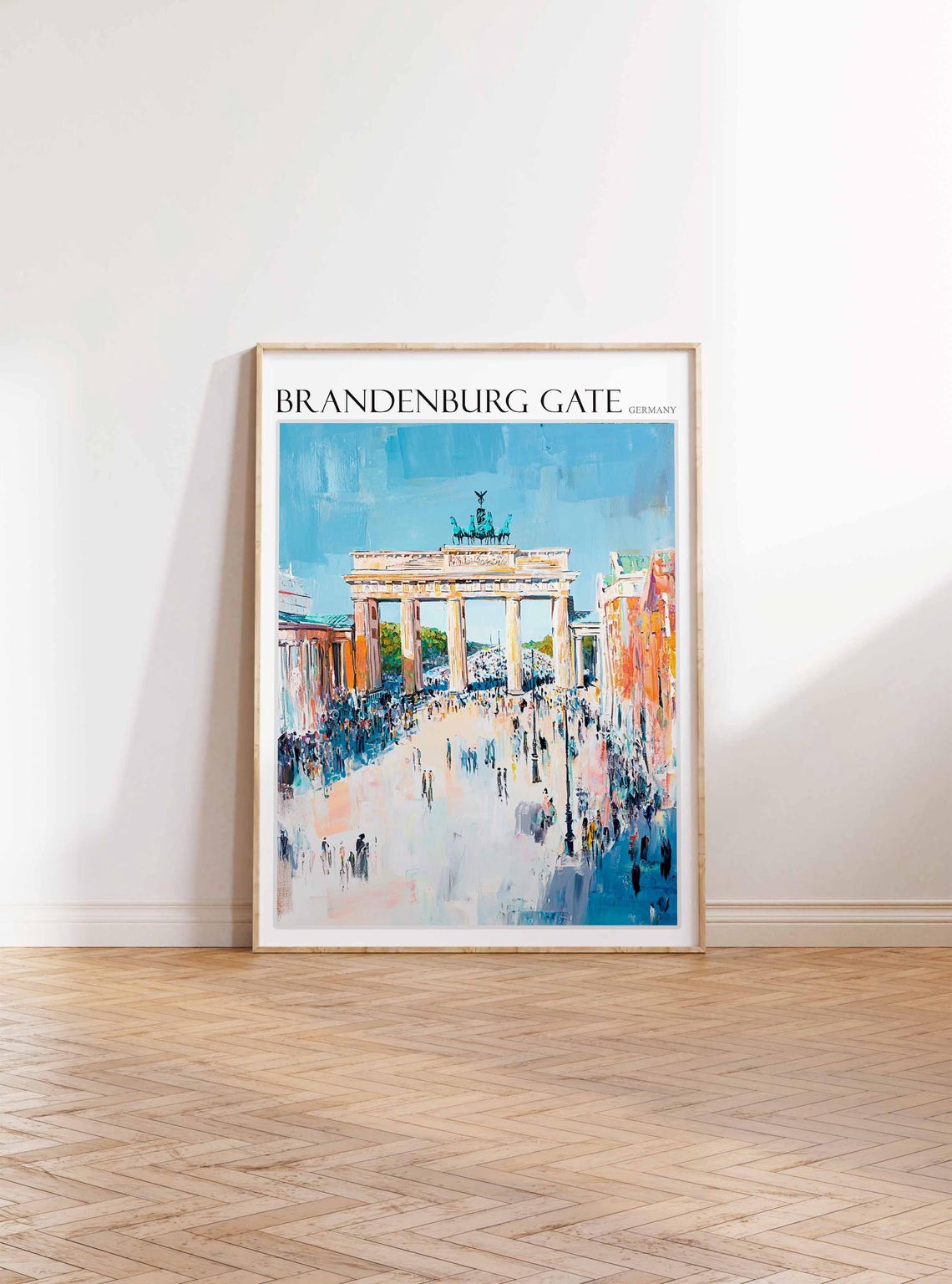 Brandenburg Gate Bustling Plaza Pastel Watercolor Painting Poster - Image 3