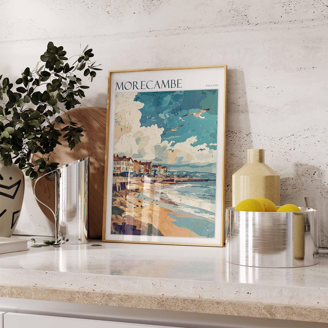 Morecambe Bay Poster England Travel Poster Coastal Wall Art Uk Decor British Home Decor English Riviera Poster Morecambe Travel Print - Image 2
