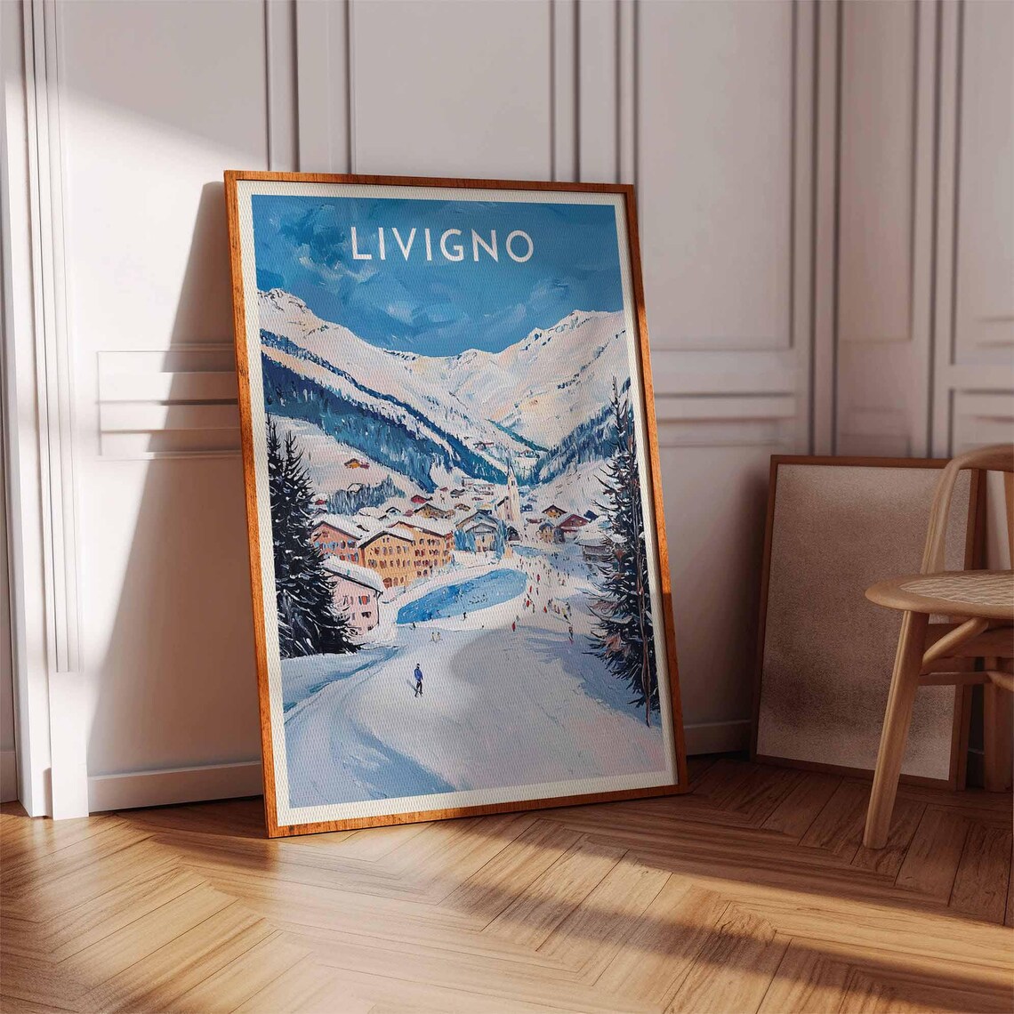 Livigno Italy Alpine Village Blue Peaks Winter Travel Poster - Image 3